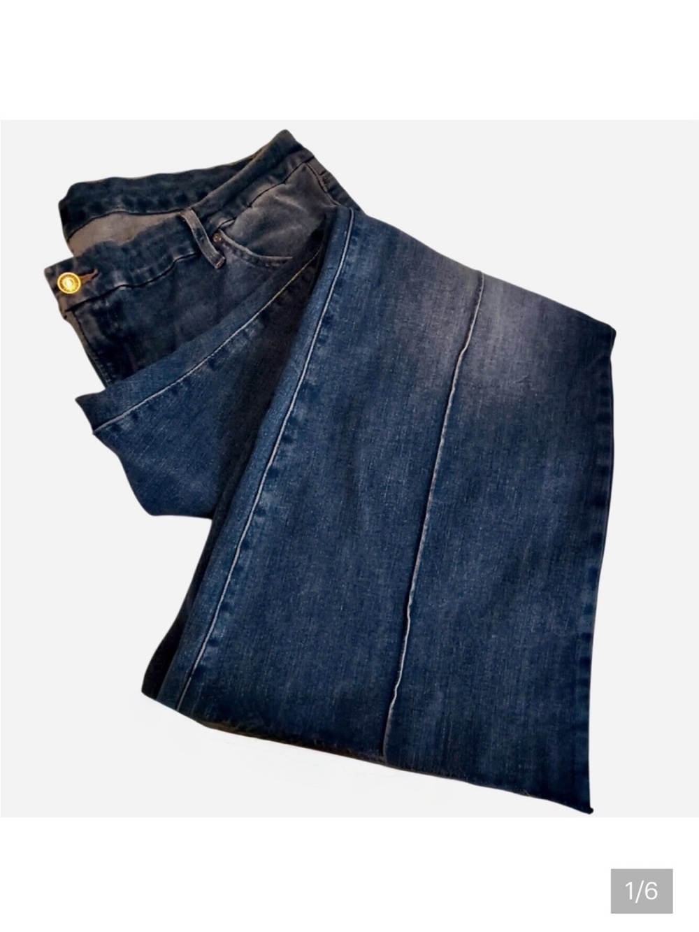 Express 70’s Flare Mid Rise jeans with raw hem Women’s size XL (18-22) | cc1